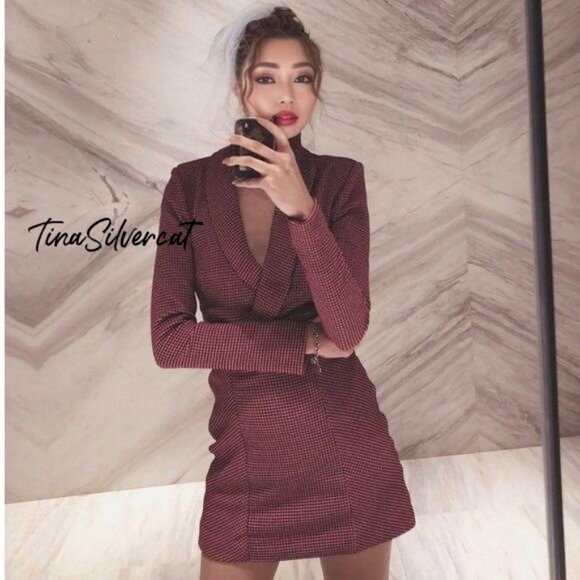 BLOGGER'S FAVE! Zara Blazer Mini Dress Pink Black Sz XS, S, M, L NWT - Picture 7 of 14